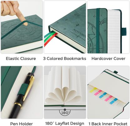 Hardcover Lined Notebook Journal for Writing, 320 Pages Leather Thick College Ruled Notebook Journal with 100GSM Paper, A5 (5.7'' X 8.4'') Daily Journal for Women Men Work Organization, Black