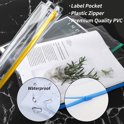 EOOUT 36pcs Plastic Envelopes Poly Zip Envelope Clear Zipper Pouches File Folders, A4, Letter Size, 11 Colors, for School and Office Supplies