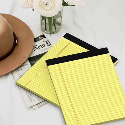 Legal Pads 8.5 x 11 Yellow Note Pads 8.5 x 11.75 Wide Ruled Writing Pads Lined Notepad for Home, School, Office Use, 80gsm Perforated Paper - Sturdy Cardboard Backing Support, 5 Pack (30 Sheets/Pad)