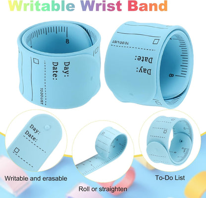 uxcell 2Pcs Writable Wrist Band, 9.45" x 1.18" Waterproof Slap Bracelet Reusable Writable Erasable to Do List Silicone Memo Wrist Bands for Planner Reminder (White)