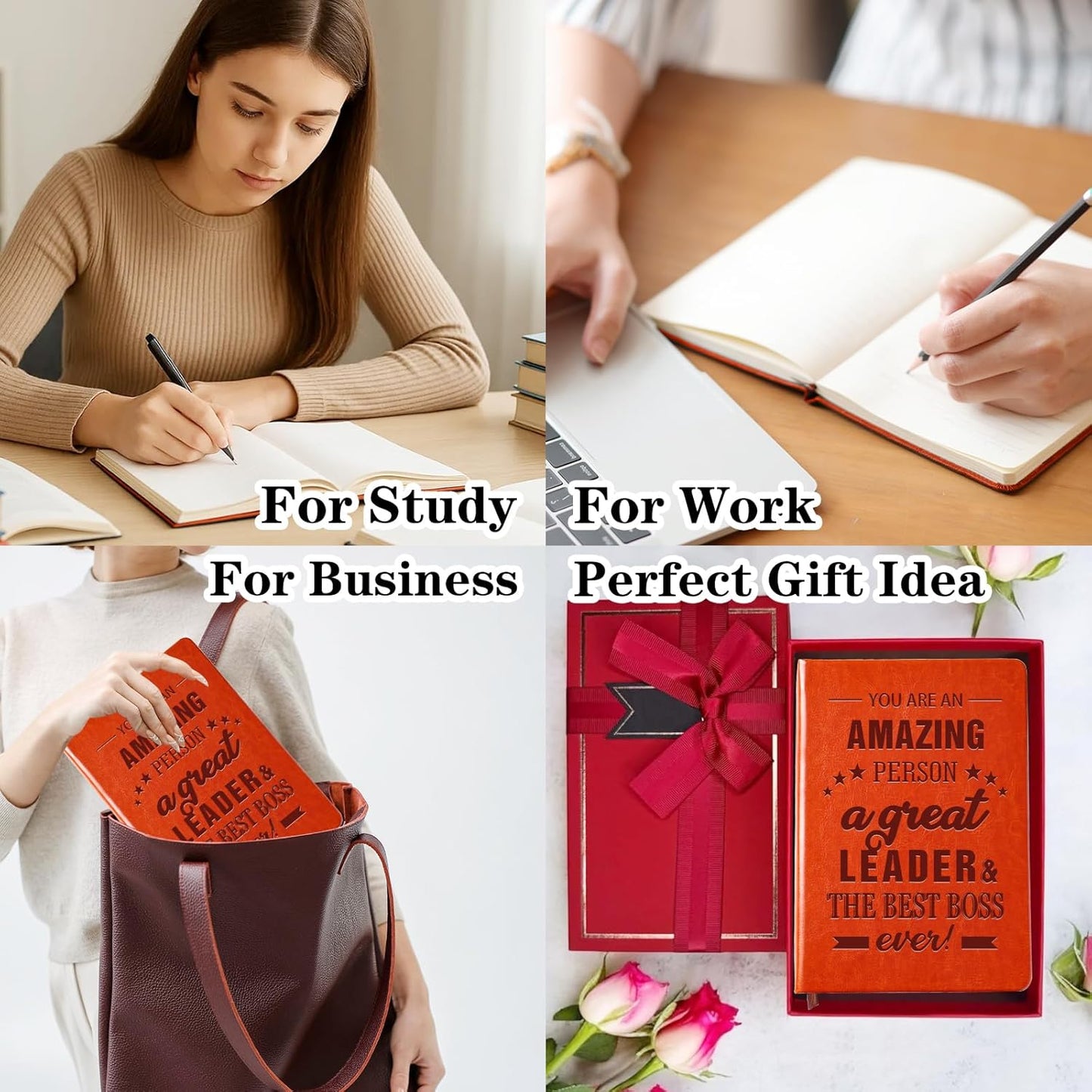 Gift for Boss,A5 Hardcover Leather Journal for Women,Journal Notebook for Work,Thank You Gifts,Leadership Gifts (great LEADER)