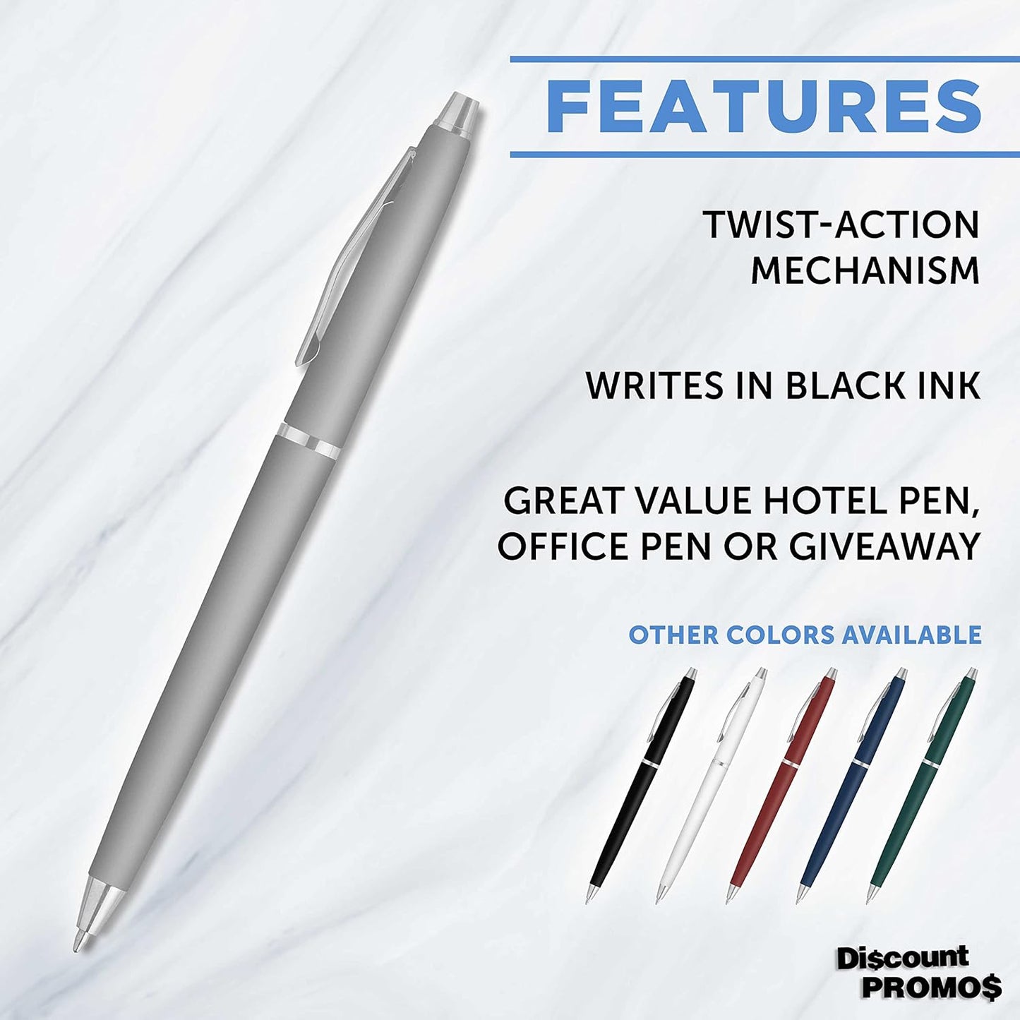 Personalized Langham Ballpoint Pens, Set of 10/50/100 by DISCOUNT PROMOS - Black Ink, Great for Office, Business, Tradeshows - Black