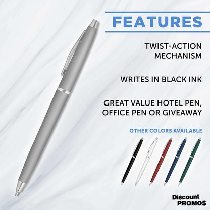 Personalized Langham Ballpoint Pens, Set of 10/50/100 by DISCOUNT PROMOS - Black Ink, Great for Office, Business, Tradeshows - Black