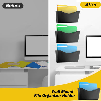 Kuntine.B 3 Pack Clear Single Pocket File Holder Hanging Wall Organizer, Wall Mount Mails Magazines Organizer for Office and Home