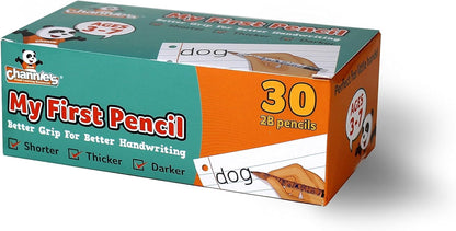 Channie's My First Pencil, Easy-to-Hold Jumbo Pencils for Preschoolers, Kindergarteners & 1st Graders, Brown Wooden 2B Fat Pencils for Kids Ages 3-7, 2 Pack (5 Each) + Sharpener