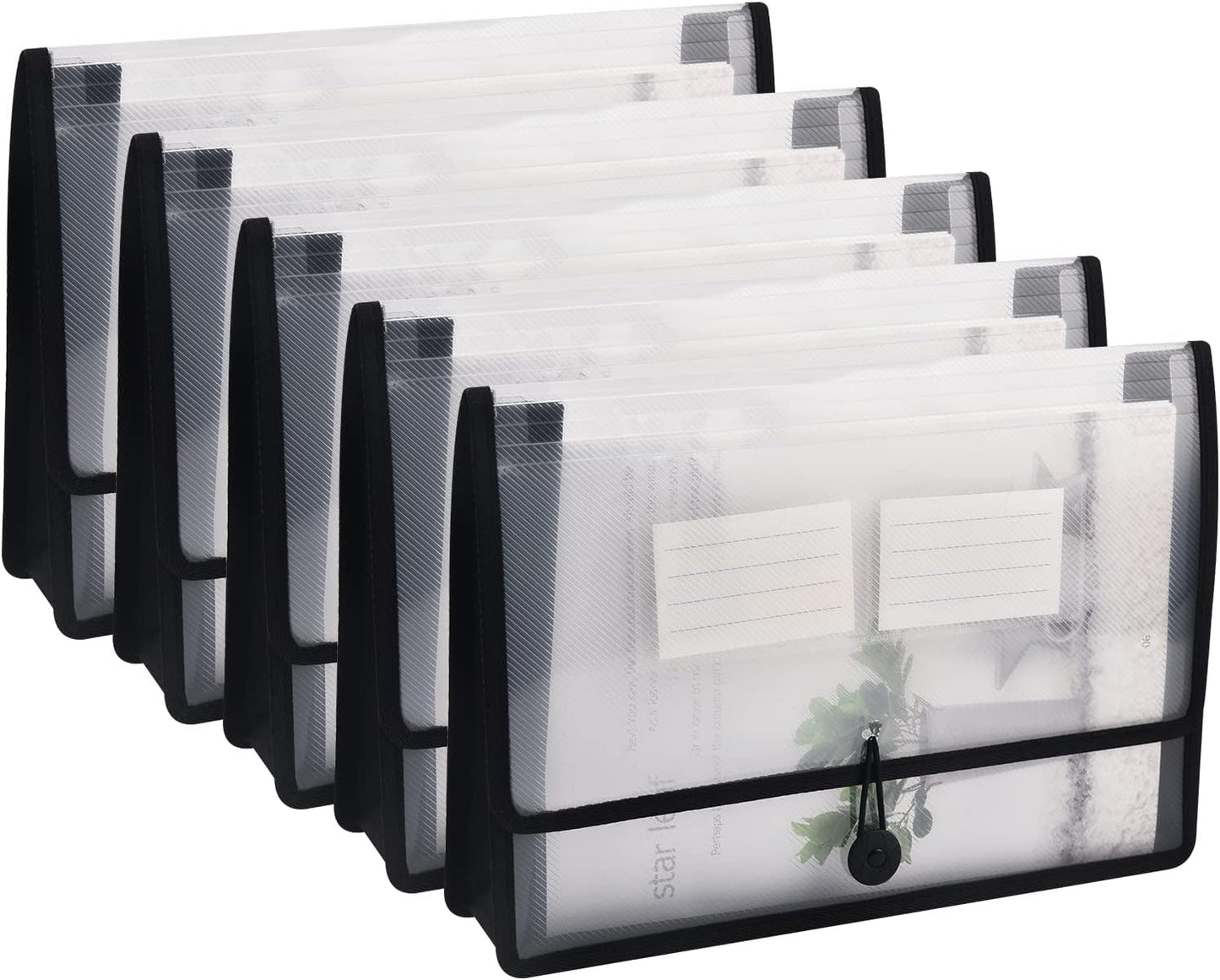 Expanding File Folder Document Organizer with Elastic Cord & Button Closure, Letter Size, 2.8" Expansion, Letter A4 Expandable File Folder for Home School Office Organization, 5 Pack