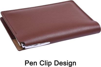 Wisdompro Journal Cover, 2 Pack PU Leather Notebook Cover for Field Notes, or other 3.5" x 5.5" Pocket Notebooks - Blue