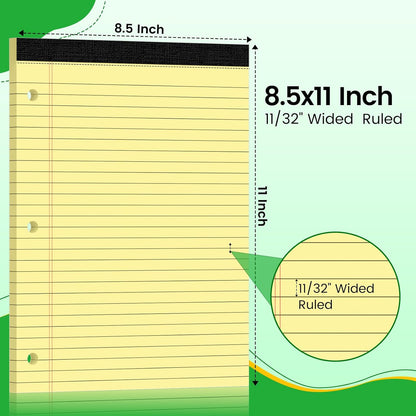 3 Hole Legal Pad 8.5 x 11, 3 Pack White Note Pads, Notebook Paper Wide Ruled, Writing Paper Pads, Notepads with Binder Holes, Lined Paper 8.5x11, Ideal for School, Home, Office, 30 Sheets/Pack