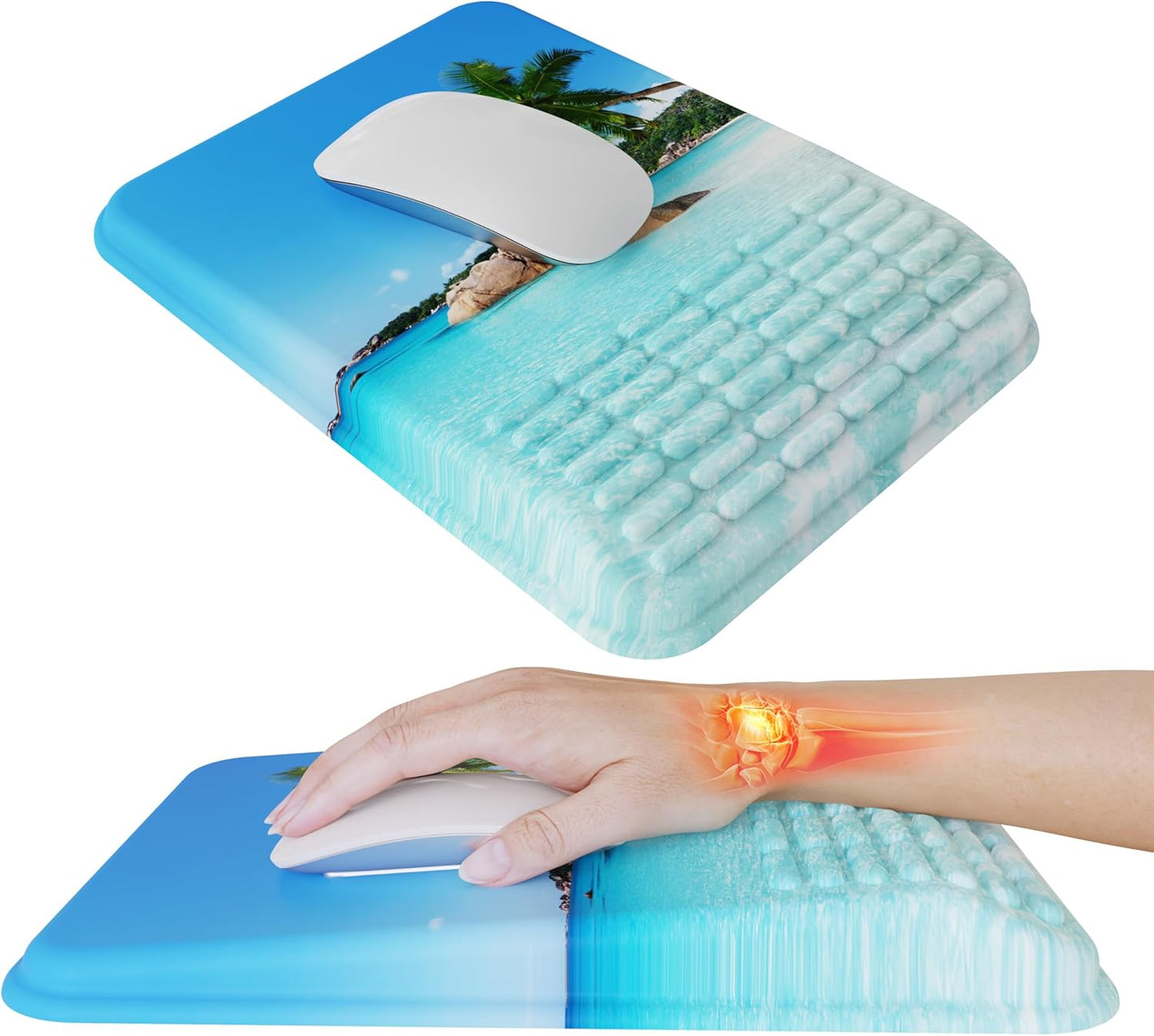MEKASS Ergonomic Mouse Pad with Wrist Rest, Mouse Pad with Wrist Support for Pain Relief, Memory Foam Mousepad with Massage Design, Non-Slip PU Base for Office, Home, Desk (Classic Black)