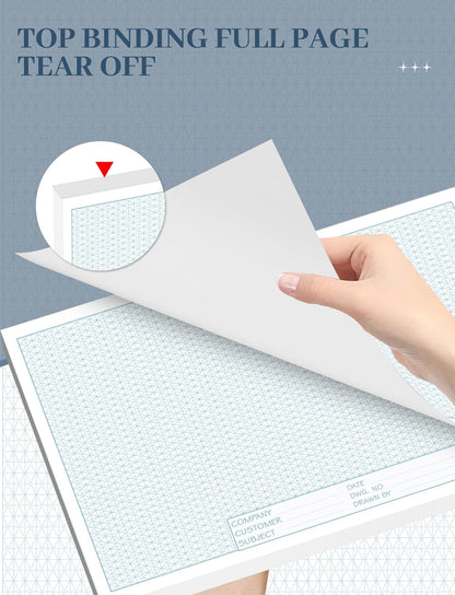 11x17 Large Graph Paper Pad, Top Glue Binding Grid Paper, 50 Sheets 1/4 Inch Graph Papers, 4x4 Quad Ruled Graphing Papers 11x17, Blueprint Quadrille for Drawings, Drafting