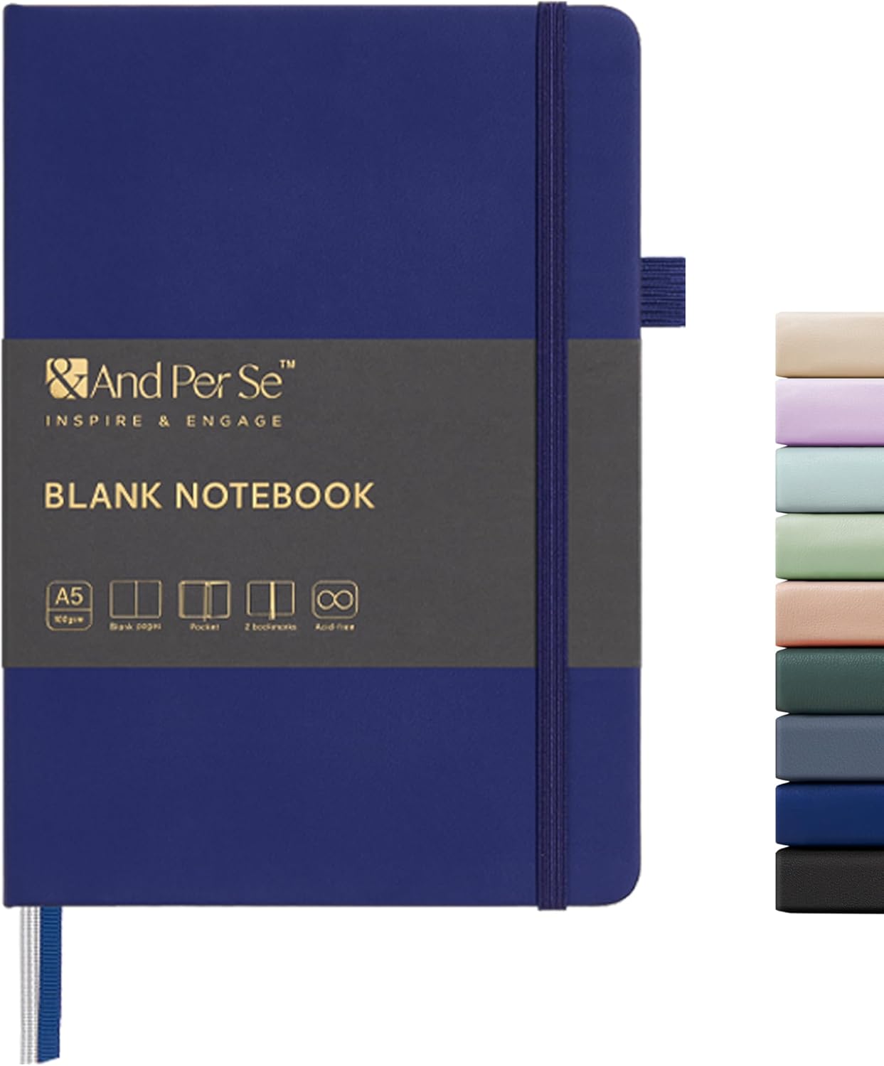 &And Per Se Lined Journal Notebook, 160 Pages, A5 5.7 x 8 inches College Ruled Thick Paper Notebook Journals for Writing, Hardcover Notebooks for Women Men Office School (1 Pack, Green) - Colors B