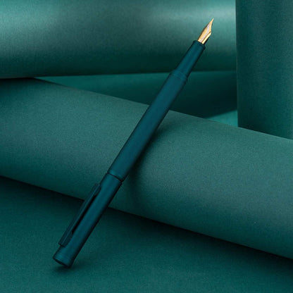 Hongdian Matte Black Forest Rollerball Pen with Schmidt Black Ink Refill, Classic Design with Metal Case for Business Signature