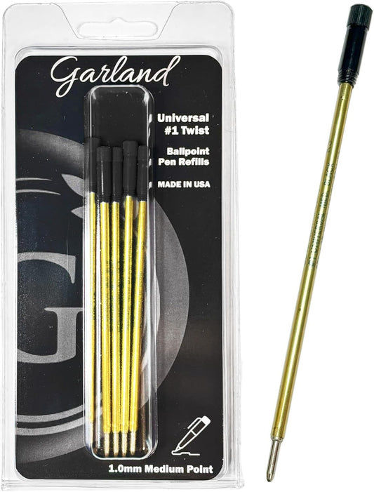 Garland Universal #1 Cross Compatible Ballpoint Pen Refill, USA Made, Archival Ink, 1.0mm Medium Point, Smooth Writing, 5 Pack (Blue)