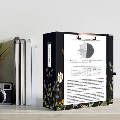 Ospelelf Binder 3 Ring 1 Inch, Floral Round Ring Clipboard Binder for Letter Size with 5 Tab Dividers, File Folder Labels, for School and Office Supplies