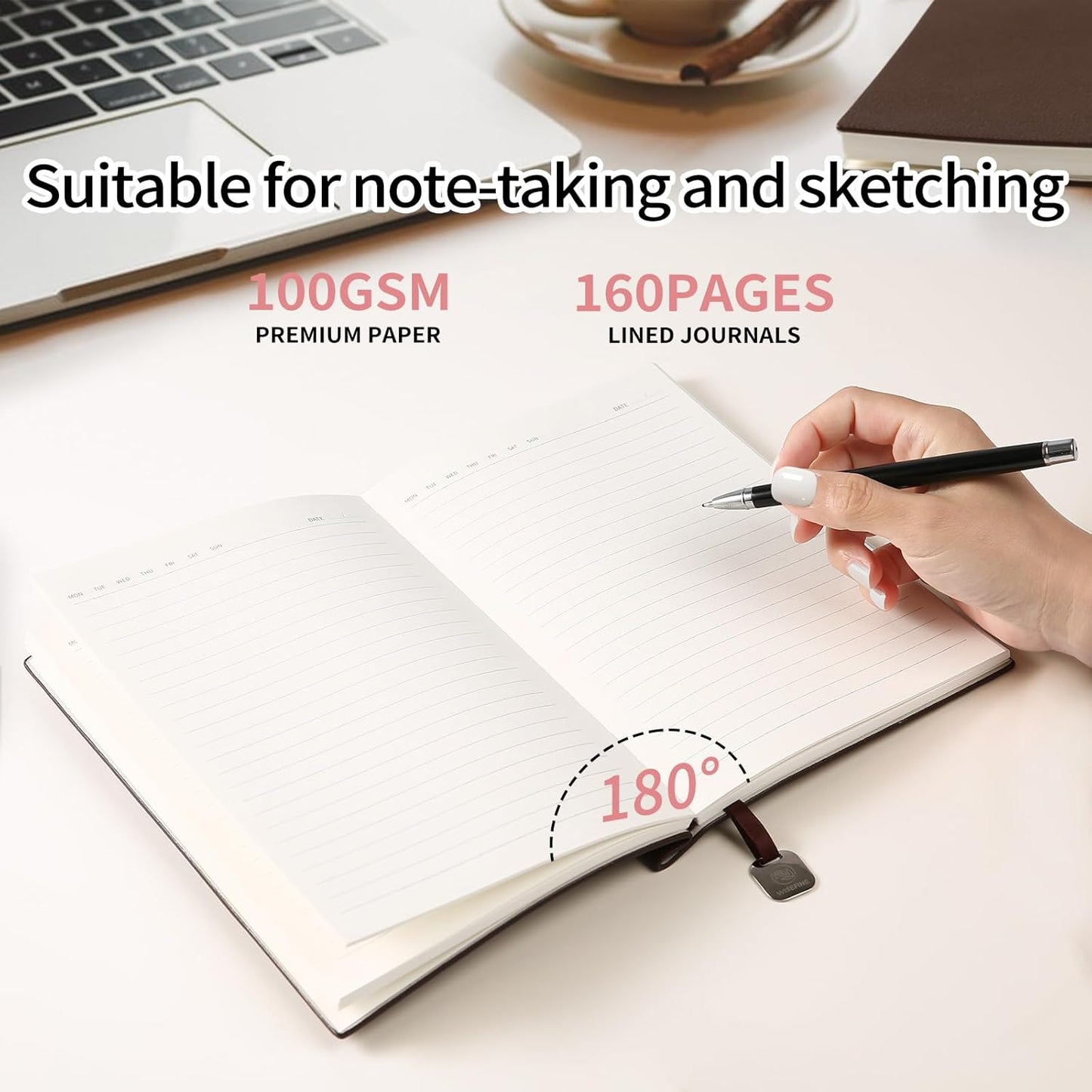 Lined Journal Notebook for Women A5 Softcover Journals for Writing 160 Pages Daily Journaling College Ruled Notebooks for Work School Note Taking, Business 6.38'' X 8.28''