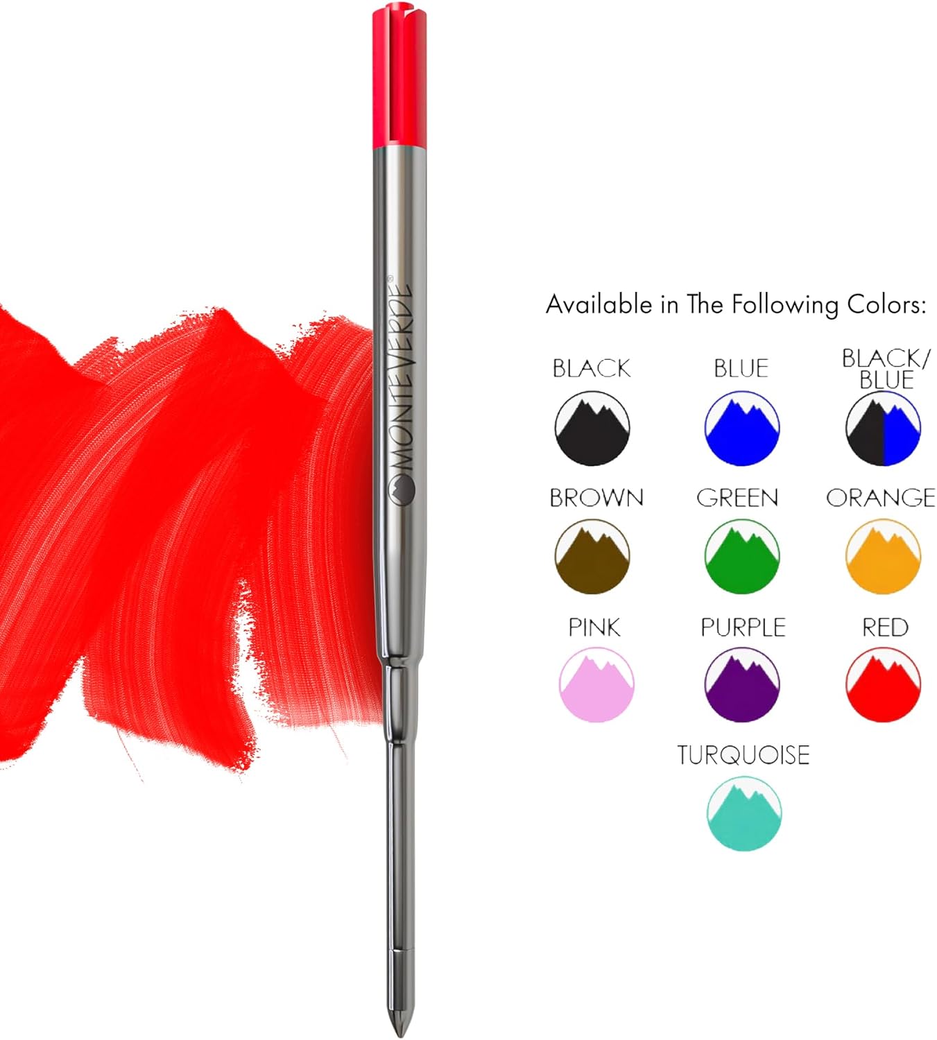 Monteverde Soft Roll Ballpoint Pen Refills to Fit Parker-Style Pens, Medium Point, Brown, 2-Pack, Smooth Writing Technology for Parker, Conklin, Schmidt, and More