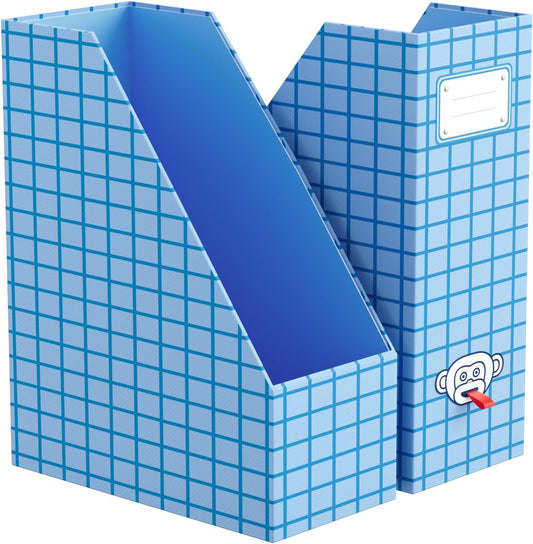 JiaWei Magazine File Holder Foldable Storage Boxes for Documents - Set of 4 Cardboard Magazine Rack Made of 2150 g/m² 10.5 cm Wide，Desk Organizer for Classroom, Home, and Office - Colorful