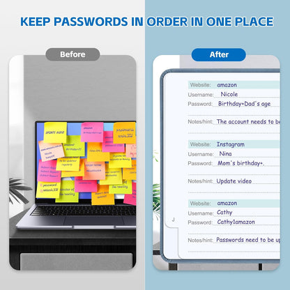 MOSA BEAR Password Keeper Book with Alphabetical Tabs，4.3"x5.7" Small Password Books for Seniors Password Notebook for Internet Website Address Log in Detail（Dark Blue）