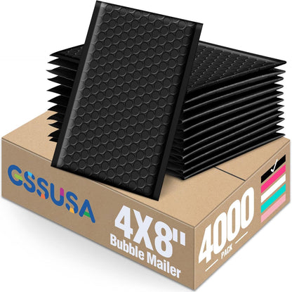 GSSUSA Black Bubble Mailers 4x8 Inches 50 Pack, Usable Size 4X7" Bubble Envelopes for Small Business, Padded Envelope, Shipping Mailers, Packaging Bags, Mailing Envelopes, Shipping Supplies