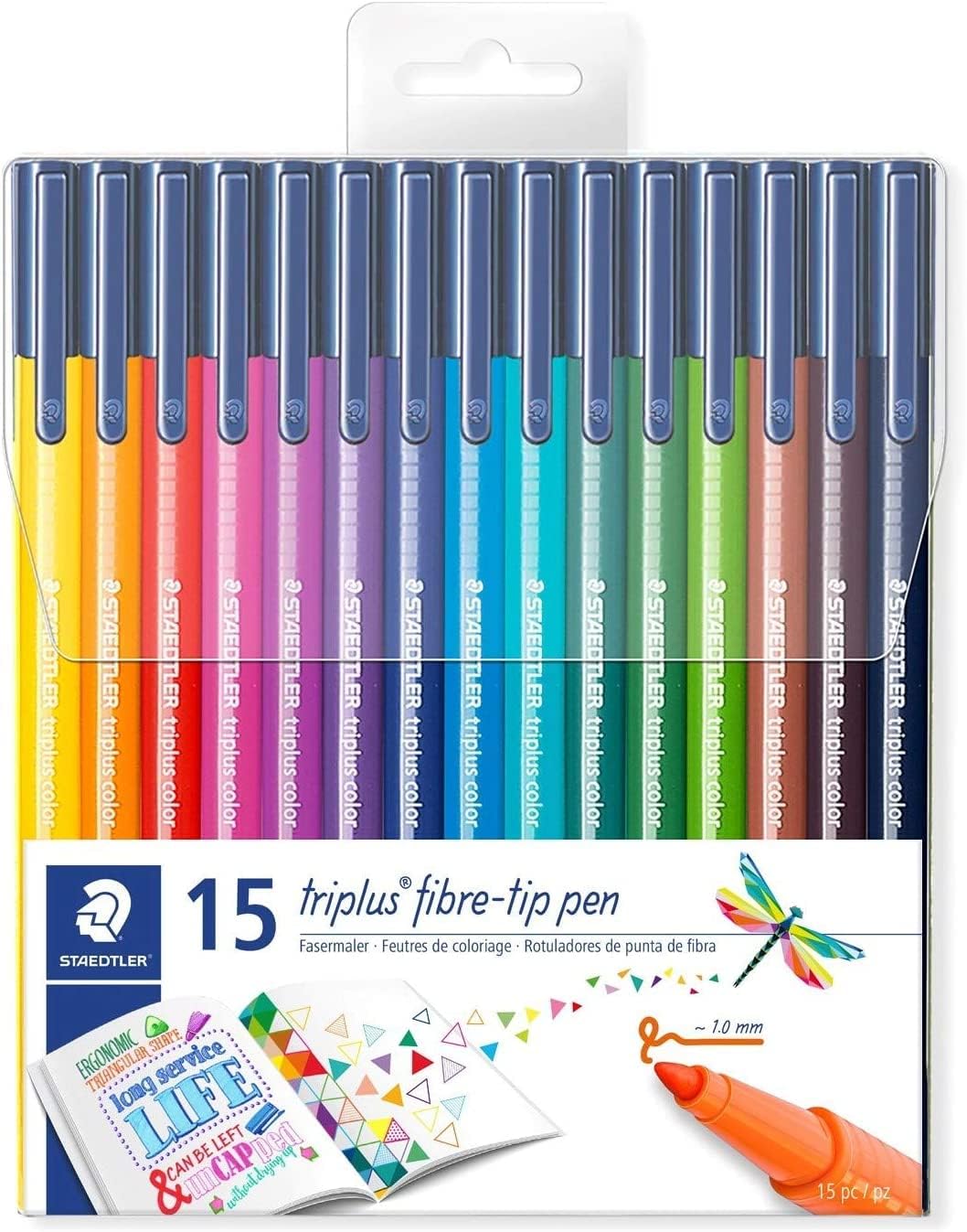 STAEDTLER 323 Triplus Colour Fibre-Tip Pens, 1.0 mm, Assorted Colours, Pack of 10