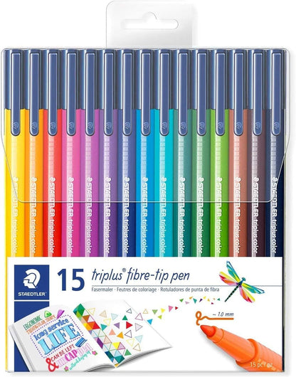 STAEDTLER 323 Triplus Colour Fibre-Tip Pens, 1.0 mm, Assorted Colours, Pack of 10