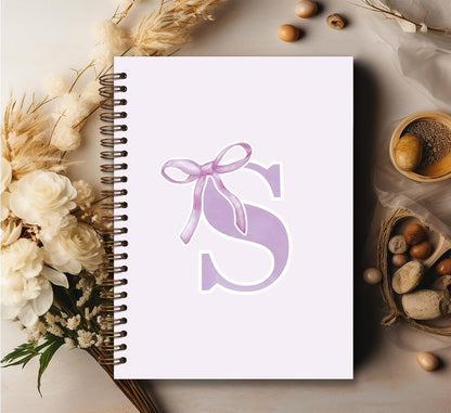 Blue Bow Journal Notebook for Girls,Initial H Journals Personalized Diary Gifts for Teen Girl Kids,Monogrammed Gifts for Women,Trendy Coquette Cute Hardcover Spiral Notebook 5.5 x 8.3 - Colors B