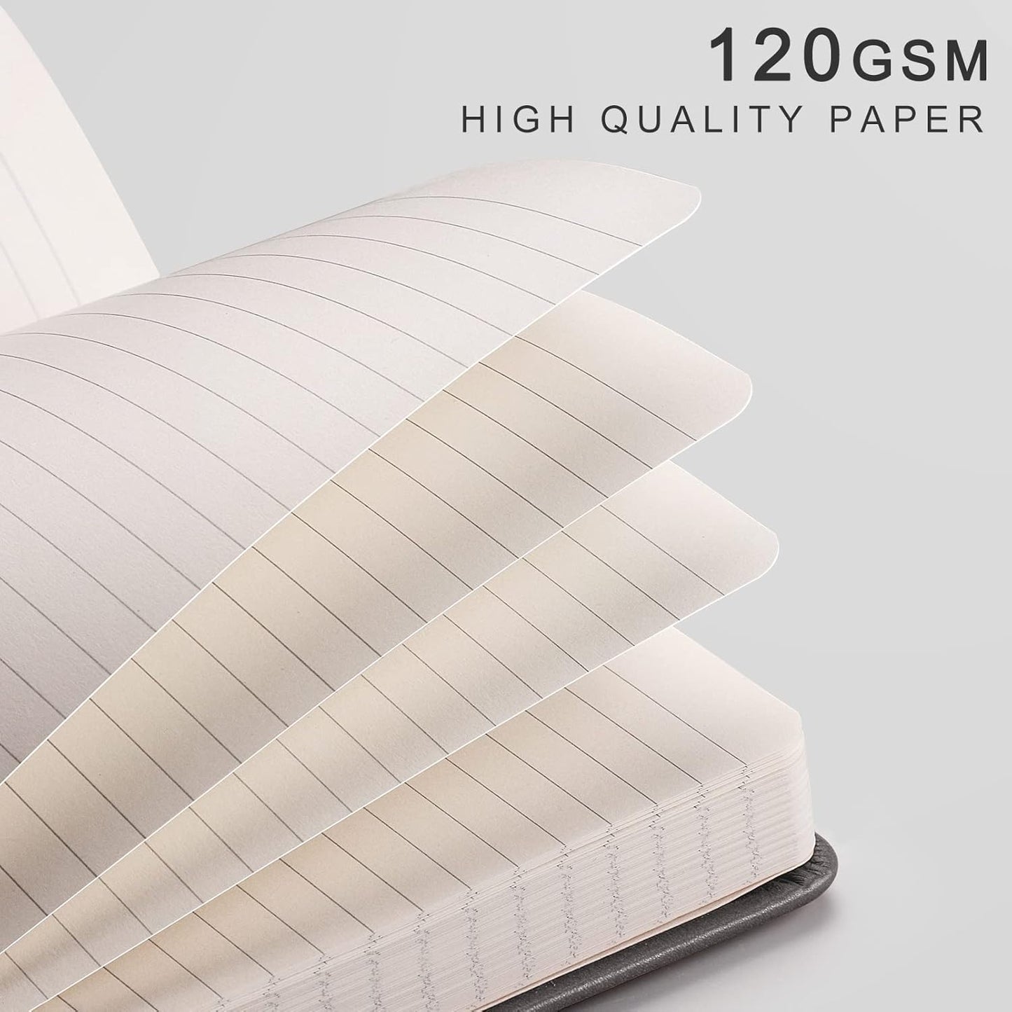 EMSHOI Graph Paper Notebook - 256 Pages A5 Graph Notebook/Journal, Hard Cover, 120gsm Thick Paper, Smooth PU Leather, Inner Pocket, 5.75'' × 8.38''-Black