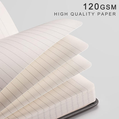 EMSHOI Graph Paper Notebook - 256 Pages A5 Graph Notebook/Journal, Hard Cover, 120gsm Thick Paper, Smooth PU Leather, Inner Pocket, 5.75'' × 8.38''-Black