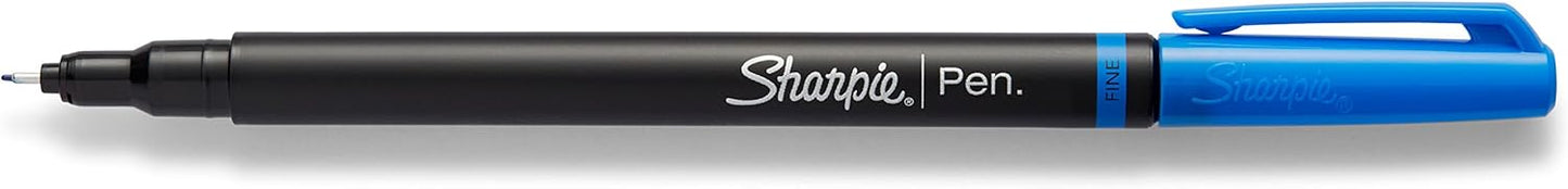 Sharpie Felt Tip Pens, Fine Point (0.4mm), Blue, 12 Count