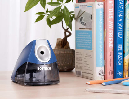 Bostitch Office Electric Pencil Sharpener for Classroom & Desk Use, Heavy-Duty Stall-Free Motor, High-Capacity Shavings Tray, Blue