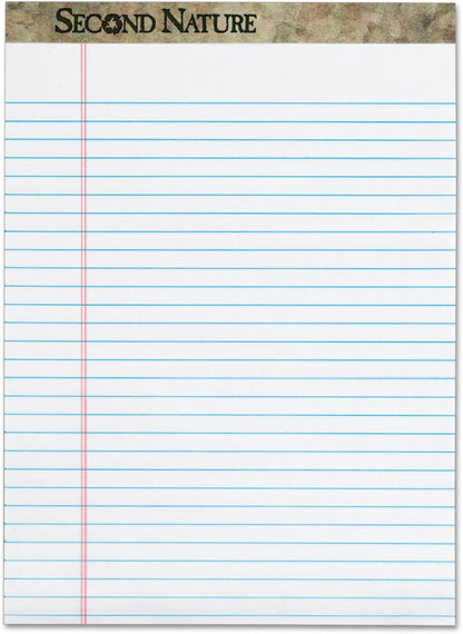 TOPS Second Nature 100% Recycled Legal Pad, 8-1/2 x 11-3/4 Inches, Perforated, White, Legal/Wide Rule, 50 Sheets per Pad, 12 Pads per Pack (74880)