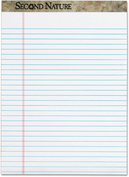TOPS Second Nature 100% Recycled Legal Pad, 8-1/2 x 11-3/4 Inches, Perforated, White, Legal/Wide Rule, 50 Sheets per Pad, 12 Pads per Pack (74880)