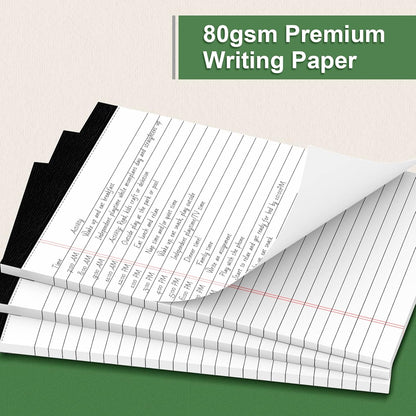 Legal Pads 8.5 x 11 Yellow Note Pads 8.5 x 11.75 Wide Ruled Writing Pads Lined Notepad for Home, School, Office Use, 80gsm Perforated Paper - Sturdy Cardboard Backing Support, 5 Pack (30 Sheets/Pad)