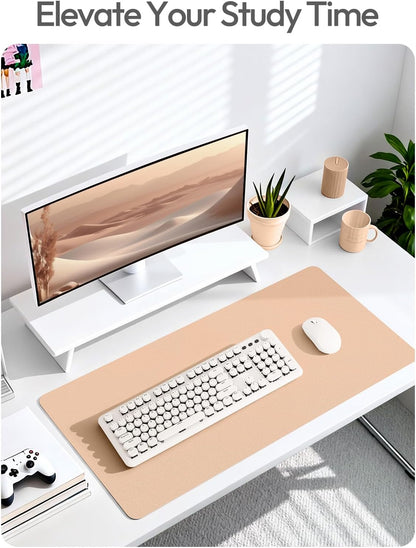 YSAGi Leather Desk Pad Protector, Large Mouse Pad, Non-Slip PU Leather Desk Blotter, Waterproof Writing Pad for Office and Home (31.5" x 15.8", Eggshell) - Colors B