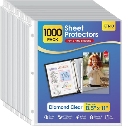KTRIO Sheet Protectors 8.5 x 11 Inch, Clear Top Loading Page Protectors for 3 Ring Binder, Polypropylene Plastic Sleeves, Letter Size Document Protectors, Office & Home, 50 Pack