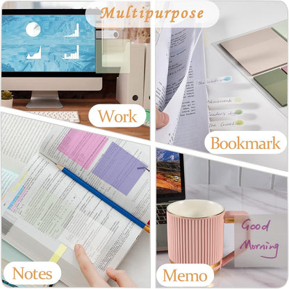 BAYTORY 700 Sheets Transparent Sticky Notes, Clear Waterproof 3 x 3 inch See Through Memo Pad, Self-Adhesive Translucent Writable Index Tabs for Annotating Books, Office & School Study Supplies