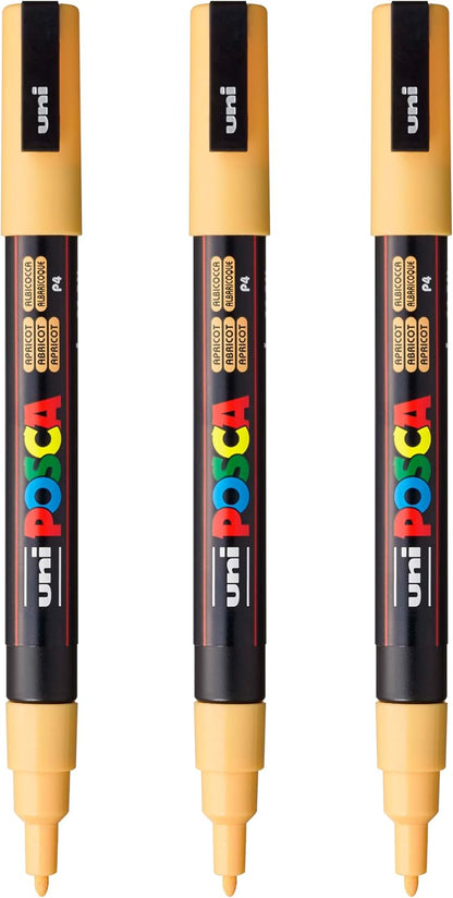 posca PC-3M Water-Based Paint Markers, Reversible Fine Tip (0.9-1.3mm), Pink, 3 Count