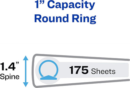 Avery Standard View 3 Ring Binders, 1.5" Round Rings, 275-Sheet Capacity, 2.1 Inch Wide Spine, White Binders, Ideal for Lightweight Organization and Occasional Referencing (12-Pack of 05726)