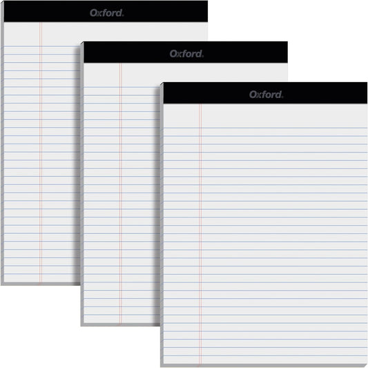 Oxford 8.5 x 11 Inch Legal Pads, 12 Pack, Wide Ruled on Both Sides, White Lined Paper, 50 Perforated Sheets per Pad, Made in the USA (74030)