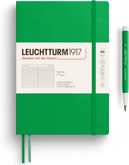 LEUCHTTURM1917 - Notebook Softcover Medium A5-123 Numbered Pages for Writing and Journaling - Thinking Ahead (Dotted Paper, Spice Brown)