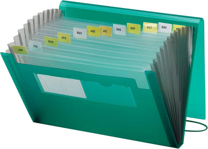 Smead Poly Expanding File, 12 Pockets, Flap and Cord Closure, Letter Size, Blue (70876)