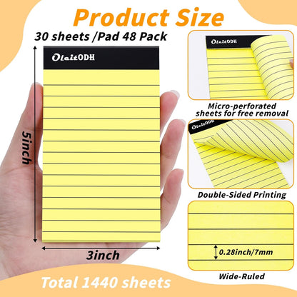 36 Pack Legal Pads Bulk, 5x8 Inch Rainbow Notepad, Note Pads Wide Ruled Perforated Memo Pad for Work Study Daily Note Taking List, Lined Writing Pads Memo Refills Notepads for Office Home School