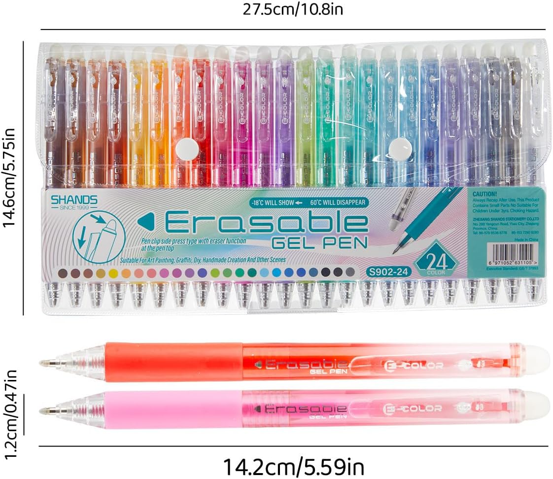 Retractable Erasable Gel Pens Clicker,Fine Point 0.7mm Smooth Writing Pens,Cute Pens For Writing Journaling Taking Notes School Office Home. (12 Colors)