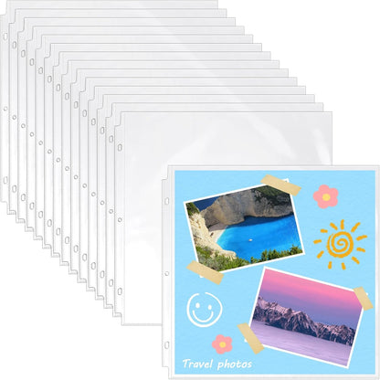 Vmiapxo 100 Pack Scrapbook Refill Pages 12x12 Inch, Clear Page Protectors Fit 3 Ring Scrapbooking Binder & 12 x 12 Photo Album, Heavyweight Plastic Protective Sleeves, Sheet Protectors