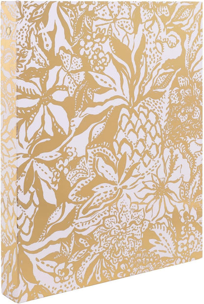 Lilly Pulitzer Cute 3-Ring Binder with Pockets and 3 Tab Dividers, Thin Aesthetic Binder (0.75" Metal Rings), Leaf it Wild