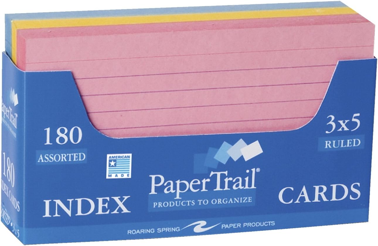 Roaring Spring Mini Index Cards 3"x2.5", 200 Count, 100# White Single Sided Ruled Paper, In Convent Tray Holder, Blank on Back (Pack of 1)
