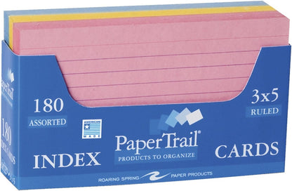 Roaring Spring Mini Index Cards 3"x2.5", 200 Count, 100# White Single Sided Ruled Paper, In Convent Tray Holder, Blank on Back (Pack of 1)