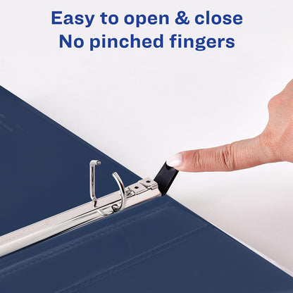 Avery Heavy Duty View 3 Ring Binder, 1" One Touch Slant Ring, Holds 8.5" x 11" Paper, 4 Navy Blue Binders (79869)