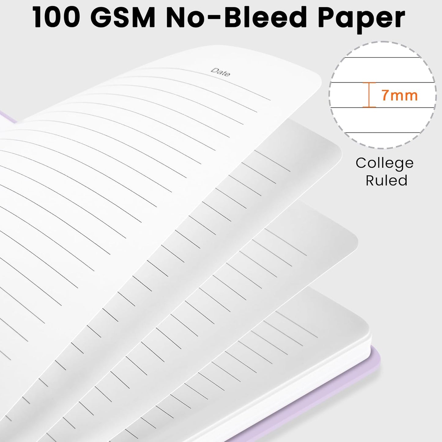 CICPAP Lined Spiral Journal Notebook, A5 College Ruled Notebook for Journaling, Note-Taking, and Daily Planning, Durable Hardcover with an Elegant Design, Purple
