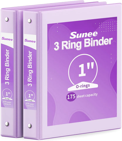 SUNEE 3 Ring Binder 3 Inch 2 Pack, Clear View Binder Three Ring PVC-Free (Fit 8.5x11 Inches) for School or Office Supplies, Pink